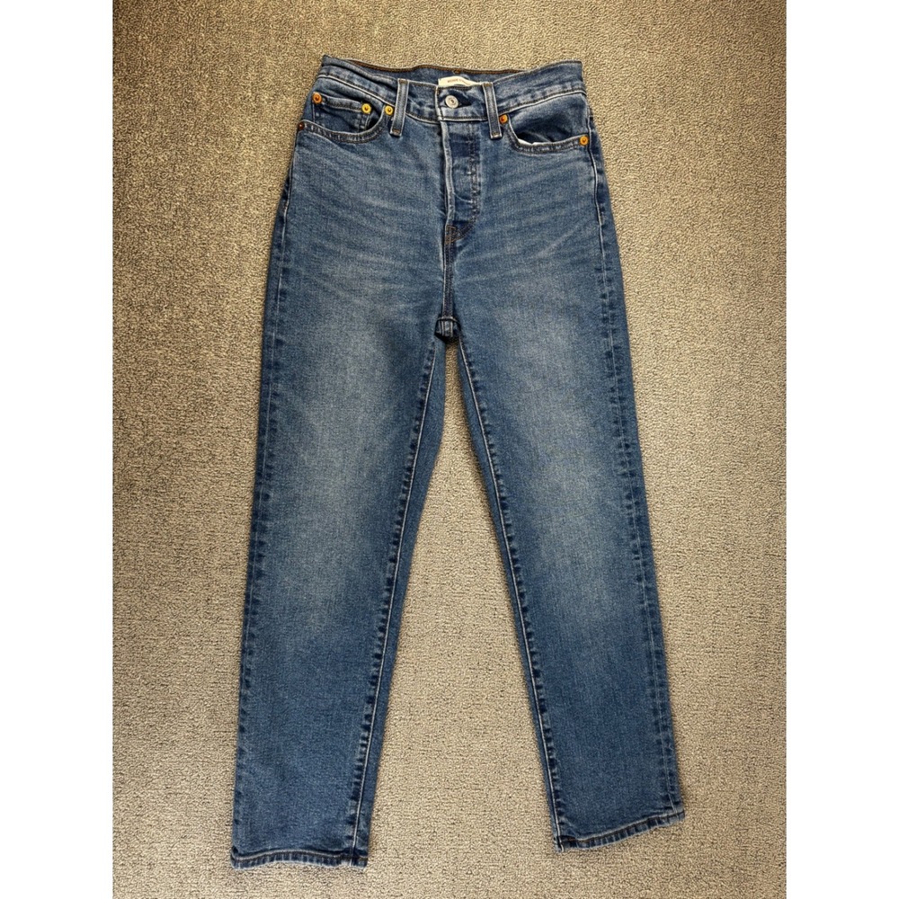 Levis Jeans Size 25 Blue Medium Wash Wedgie Straight High Rise Button Fly Denim